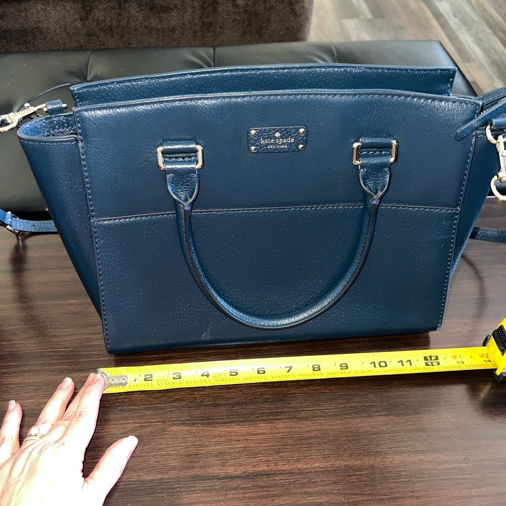 kate spade navy leather satchel with top handles